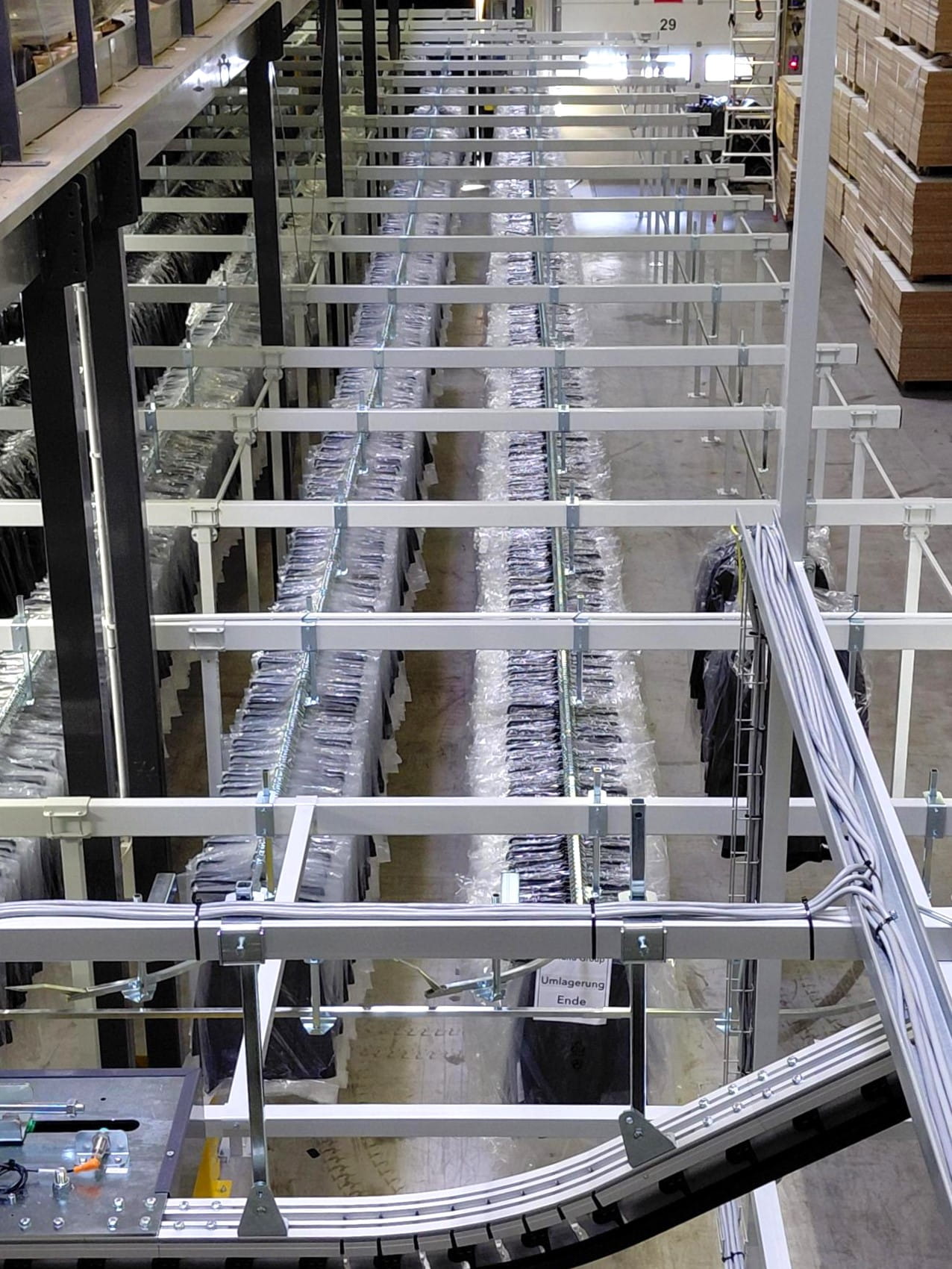 warehouse with hangers